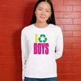 thumbnail image 4 of I Recycle Boys Puff Print Women's Long Sleeve T-shirt Funny Dating App Humor Single Independent Heart Breaker Relationship, 4 of 7