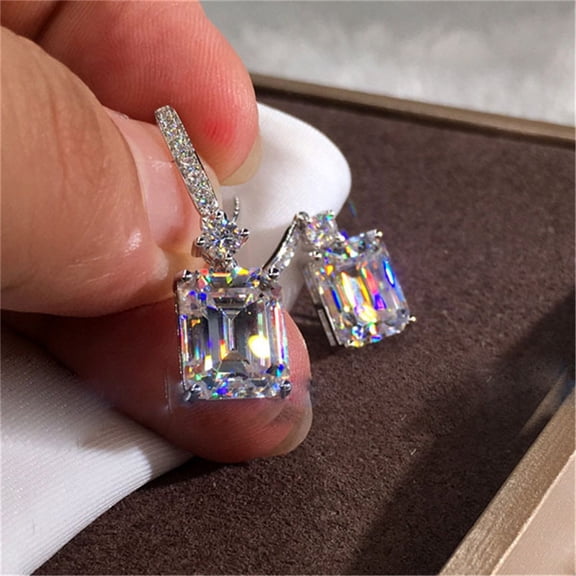 LINMOUA Crystal Drop Earrings for Women Simple Square Zircon Earrings Exquisite