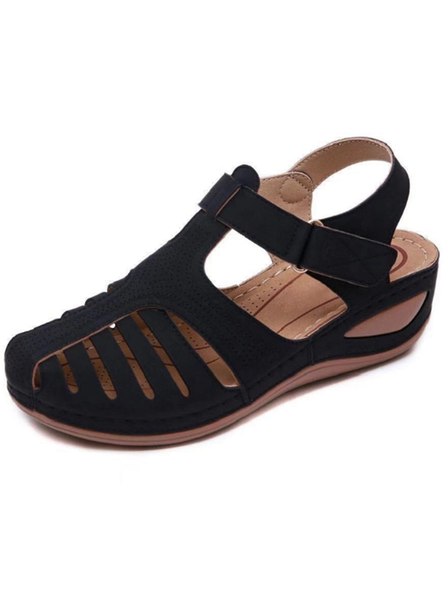 Womens Sandal T-strap Summer Shoes Wedge Heel Platform Peep Toe Strappy Size5-10