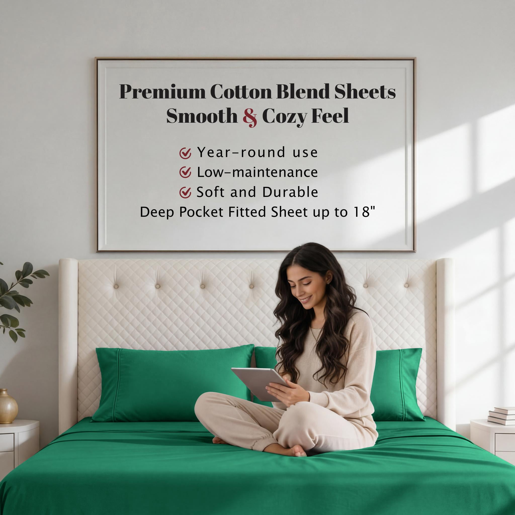 Superior Cotton Blend 800 Thread Count Sheet Set, Full, Hunter Green