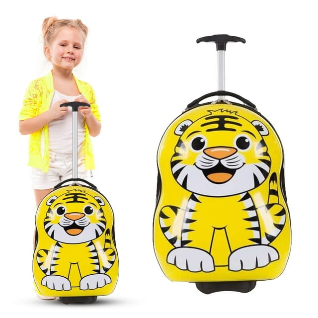 Grande Vente! Aedtie Rangement de Textiles pour la Maison, Étui de Rangement, Valise à Roulettes pour Enfants de 16 Pouces, Valise pour Bébé avec Animations de Dessins Animés, Grande Capacité, Étui de Cabine à Poteau Unique, Boîte de Rangement