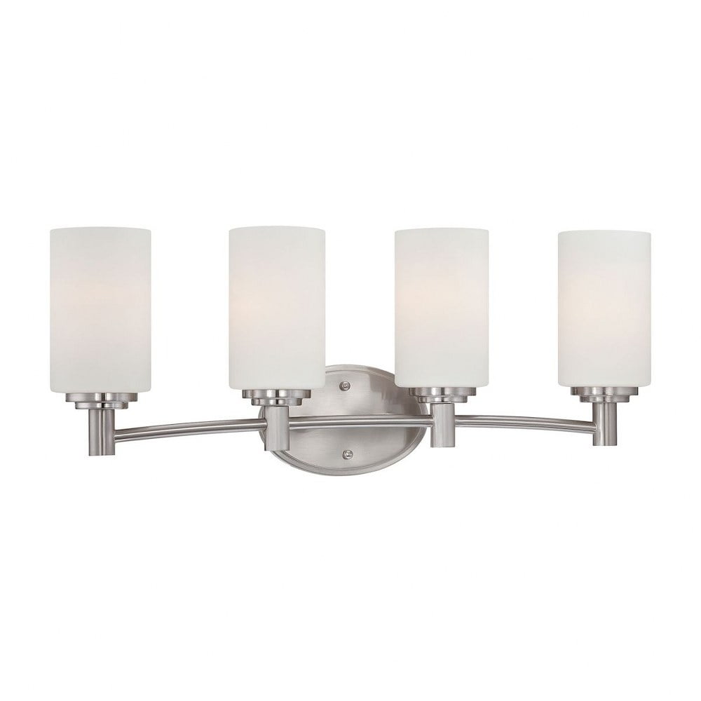 4 Up Light Vanity Light With Brushed Nickel Finish With Etched Glass Bathroom Walmart Canada