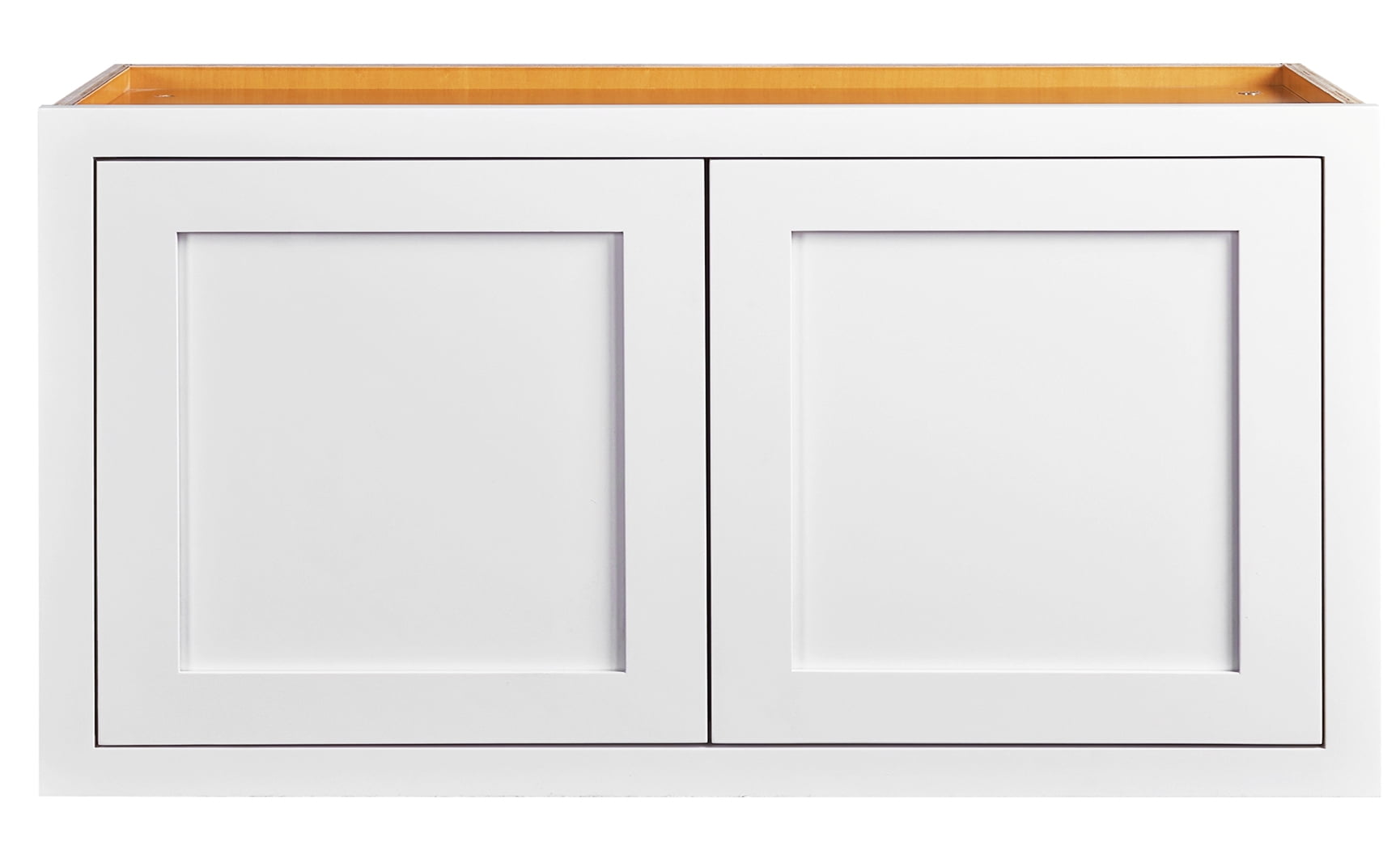 30" Wide 15" Tall 14" Deep Wall (Bridge) Kitchen Cabinet Snow White Inset Shaker - Double Door ...