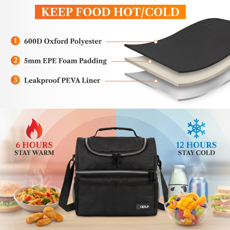 OPUX Insulated Lunch Bag, Double Decker Leakproof photo 3