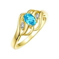 thumbnail image 3 of RYLOS Rings for Women 14K Gold Plated Silver Ring Classic Style Birthstone Ring 6X4MM Gemstone & Diamonds December Blue Topaz Jewelry for Women Size 8, 3 of 6