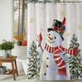 thumbnail image 3 of Merry Christmas Snowman Xmas Tree Shower Curtain for Bathroom, Bird Snowflake Retro Linen Waterproof Shower Curtains Washable Quick Dry with Hooks Bathtub Curtains 60x72IN, 3 of 9
