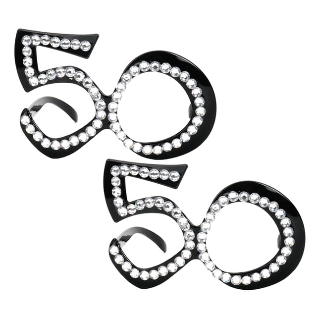 Gafas de cumpleaños retro de cristal negro 50a 2 piezas Sunnimix