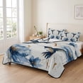 thumbnail image 2 of Quilts Twin XL Size Bedding Set, Navy Blue Birds Flowers Lightweight Quilted Comforter, Spring Floral Watercolor Soft Reversible Bedspread Coverlet with Pillow Covers for All Season, 68" x 98", 2 of 9