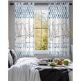 thumbnail image 3 of Blue Plaid Farmhouse Sheer Curtains 54 Inch Length 2 Panels Set for Living Room/Bedroom, Watercolor Cute Country Pigs Checkered Kitchen Curtains Grommet Curtains Window Treatments 42"x54"x2, 3 of 7