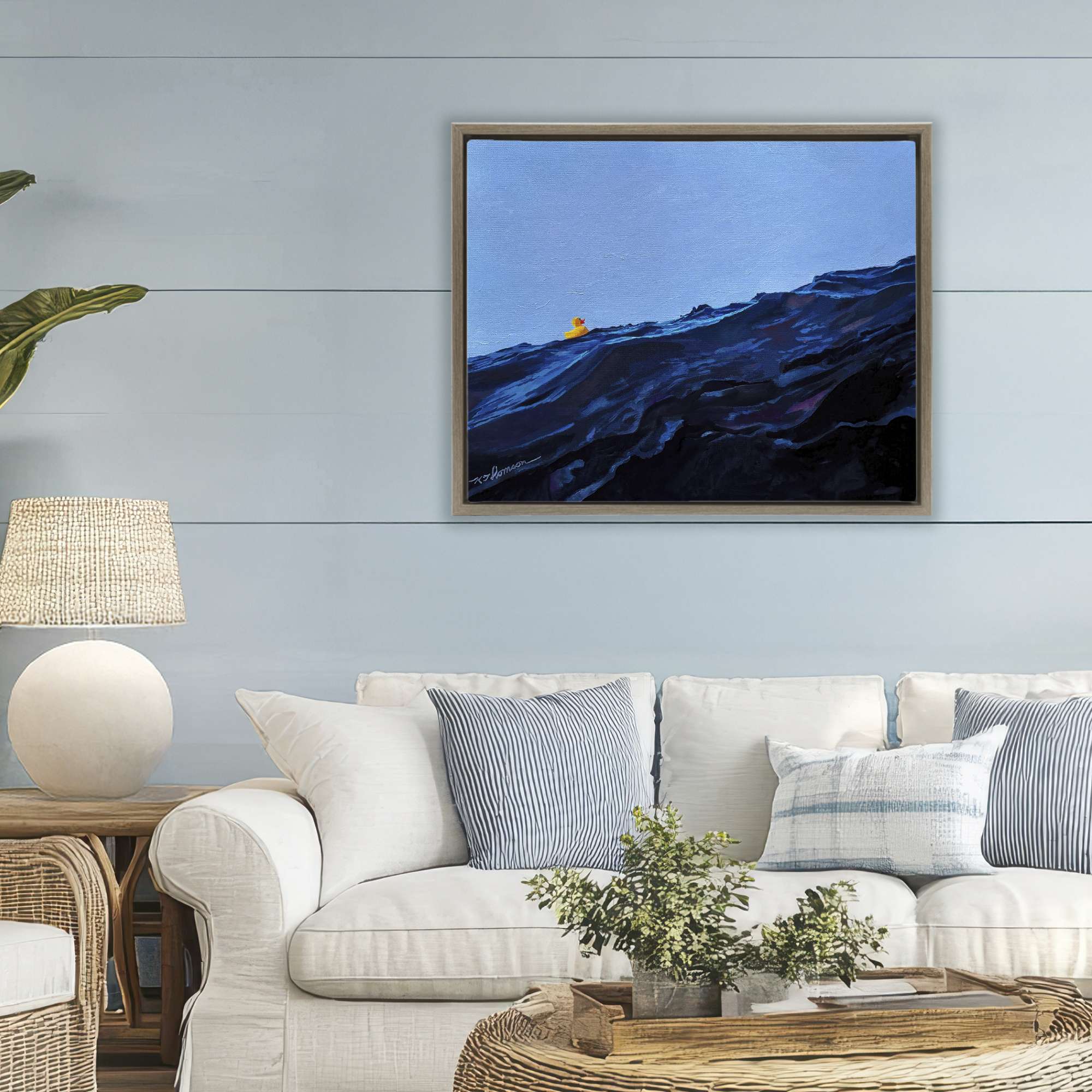You're The One Duck Brown Framed Floater Canvas Wall Art, design by Keith Thomson