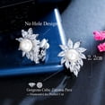 thumbnail image 4 of Silver Plated Bridesmaid Leaf Pearl Clips Earrings Without Pierced Ear Clip Gift, 4 of 9