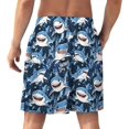 thumbnail image 2 of NICKSUN Shorts de Pyjama Amusants pour Hommes, Bas de Pyjama Courts Doux avec Poches, Bleu Requin Cartoon, S, 2 of 6
