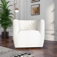 thumbnail image 2 of Lutton Modern Living Room Round Back Boucle Fabric Swivel Chair in Cream, 2 of 8