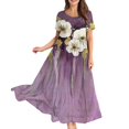 thumbnail image 5 of KLHDSF Dresses For Women Bohemian Floral Print Short Sleeve Dress Loose Casual Summer Vacation Purple XXL, 5 of 6