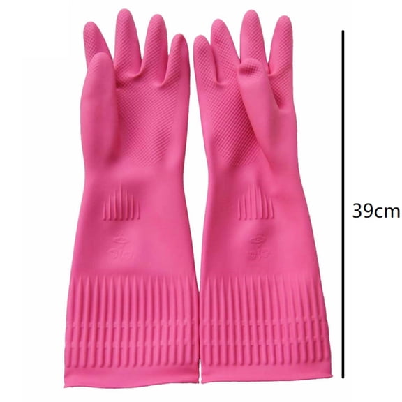 Clearance Under $3.39! 1PAIR Rubber Dishwashing Gloves, Reusable Kitchen Cleaning Gloves for Household, Rubber, for Dishwashing & Cleaning, (One Size, Pink)