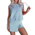 thumbnail image 2 of adaychics Two Piece Skorts Outfits for Women Crewneck Split Summer Sleeveless Cotton T Shirts Athletic Skirt Set for Travel, 2 of 8