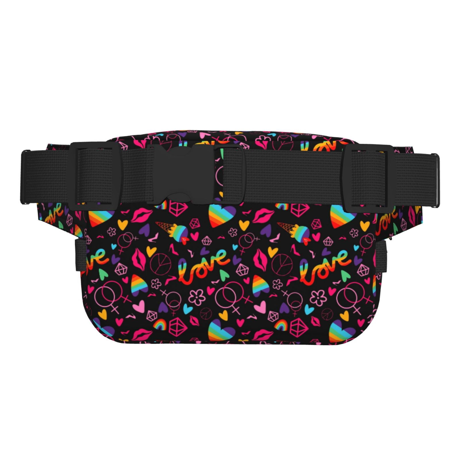 Picia Lgbt Rainbow For Pride Print Square Double-Layer Waist Bag Mini Adjustable Waist Belt Bag Exercise Running Travel Hiking