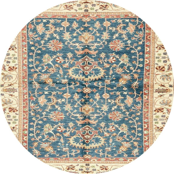 Ahgly Company Indoor Round Abstract Khaki Gold Oriental Area Rugs, 4' Round