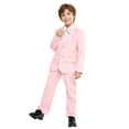 thumbnail image 4 of LOLANTA Boys Suit Wedding Ring Bearer Outfit Kids Suit Set, Plaid, Striped Blazer Suit Pants Bow Tie, 4 of 6