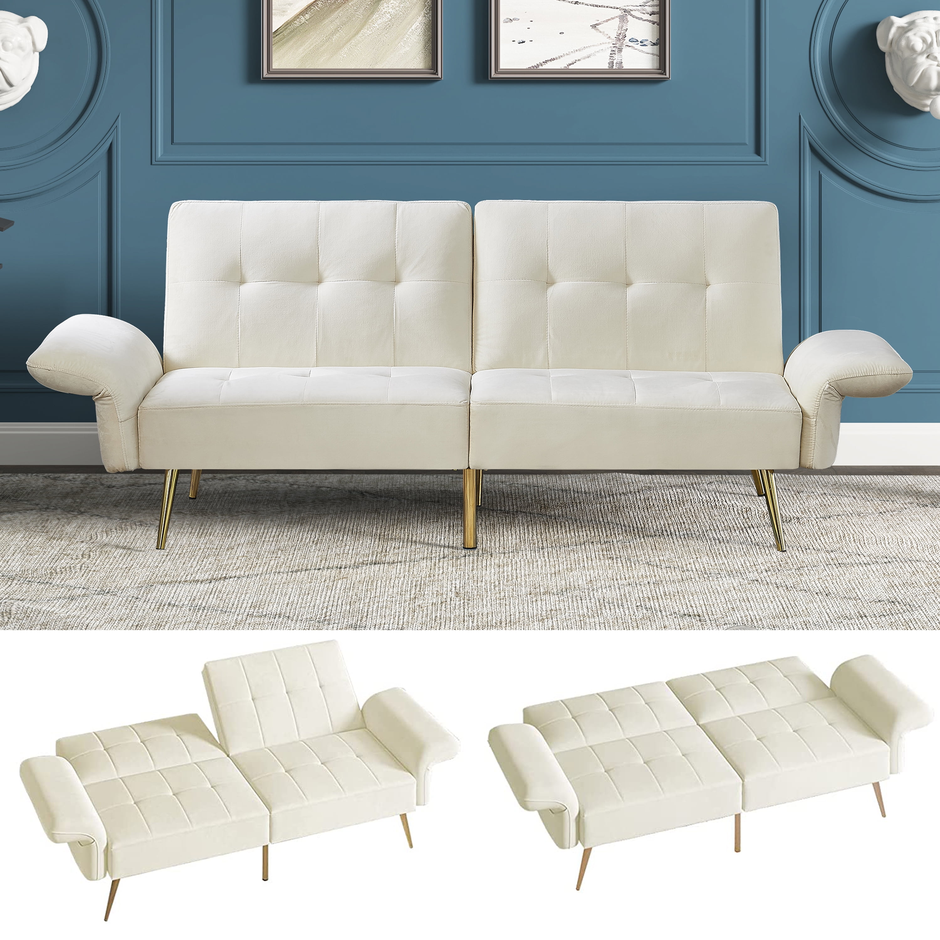 Sofa Sleeper,Velvet Convertible Futon Sofa Bed Futon Couch Sleeper Sofa