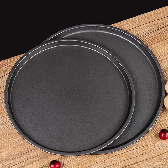 Juego de 2 bandejas redondas para hornear pizza, antiadherentes, para horno de pizza, parrilla y accesorios de cocina - 22,9 cm, 28 cm, negro ER