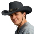 thumbnail image 4 of Chapeau de Cowboy Style Frontière Occidentale Mode Classique Couvre-Chef Jazz pour Occasions Extérieures et Soleil, 4 of 4
