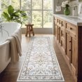 thumbnail image 3 of Garvee Floral Printed Runner Rugs 2x6 Botanical Carpet, Farmhouse Flower Rug Washable Rug with Non Slip TPR Backing, Low Pile Modern Floor Mats for Hallway Bedroom Home Decor, Beige, 3 of 7