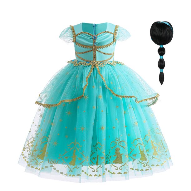 Vestido de princesa Jasmine de Disney para niñas, fiesta de cumpleaños, carnaval, Cosplay, lámpara Agic de Aladino, vestido para niños, disfraz de graduación, ropa 3T (etiqueta 110) Gao Jinjia LED