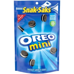 OREO Mini Chocolate Sandwich Cookies, Snack Pack, 8 oz Snak-Sak