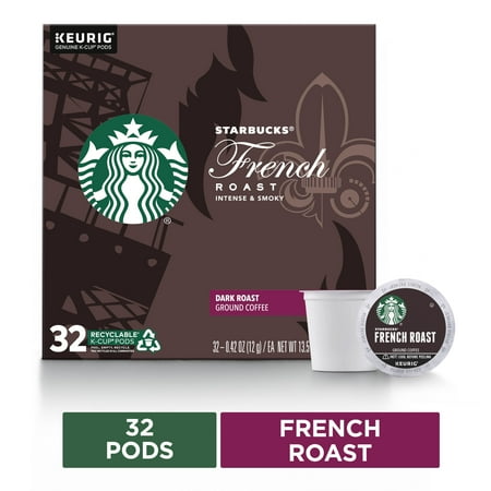 Starbucks French Roast Coffee K-Cup Pods | Dark Roast | Coffee Pods for Keurig Brewers | 1 Box (32 Pods)
