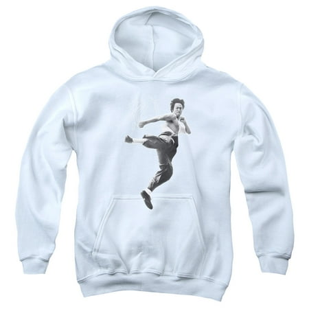 Bruce Lee - Flying Kick - Youth Hooded Sweatshirt - X-Large