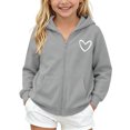 thumbnail image 2 of Kiijoy Girls Zip Up Fleece Hoodie Casual Active Long Sleeve Sweatshirt, Grey, Sizes 5-14, 2 of 8
