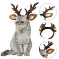 thumbnail image 1 of Happy Date Christmas Dog Elk Reindeer Antler Headband Santa Hat Cap Pet Xmas Costume Headwear Adjustable Accessories for Cat and Puppy Small Dog, 1 of 9