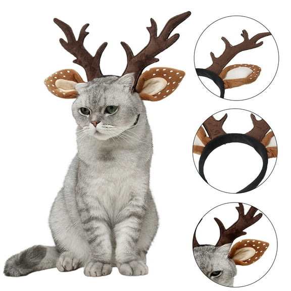Cheers.US Christmas Pet Headband Adorable Dog Elk Reindeer Antler Headband with Santa Headband Pet Pet Christmas Costume Headwear Accessories for Dogs and Cats