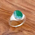 thumbnail image 2 of Emerald Ring Men's Ring Lab Created 925 Sterling Silver Ring, 2 of 3