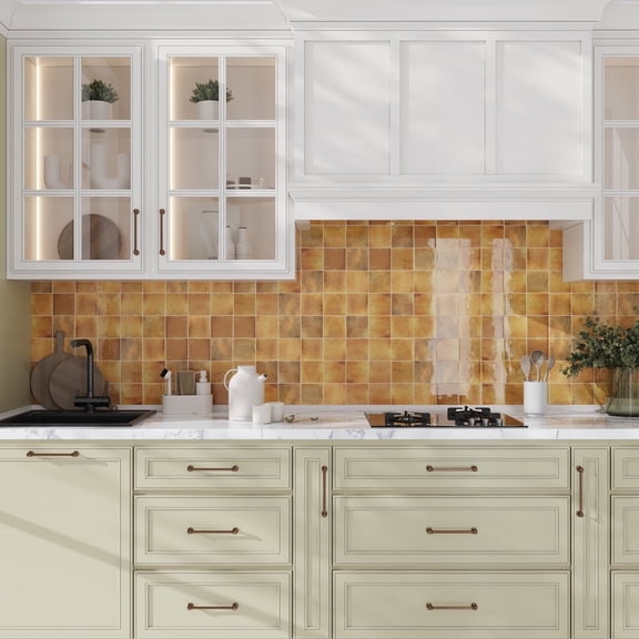 Antiek 3.94 in. x 3.94 in. Glossy Orange Ceramic Square Wall and Floor Tile (6.48 sq. ft./case) (60-pack)