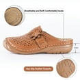 thumbnail image 4 of Gomelly Womens PU Leather Walking Mules Shoes Open Back Breathable Slip On Flats 4 Khaki, 4 of 5