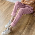 thumbnail image 4 of iOPQO womens fall fashion 2022 Women Winter Corduroy Solid Color High Waist Keep Warm Long Pants Thermal Underwear Bottoms Pink 3XL, 4 of 9