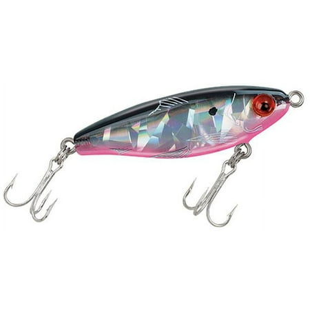 MirrOlure MirrOdine Broken Glass 2 5/8" Suspending Twitchbait Lure, Black Back, Pink, & Silver, 2 Treble Hooks, 3/8 Oz., 17MR-706/SBG