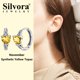 thumbnail image 2 of Pendientes de aro de plata de ley con piedras natales Silvora para mujer. Diamantes creados. Delicada joya de regalo para cumpleaños o Navidad, 2 of 8