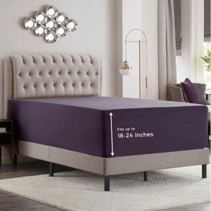 Empyrean Bedding Twin-XL Extra Deep Fitted Sheet, Purple