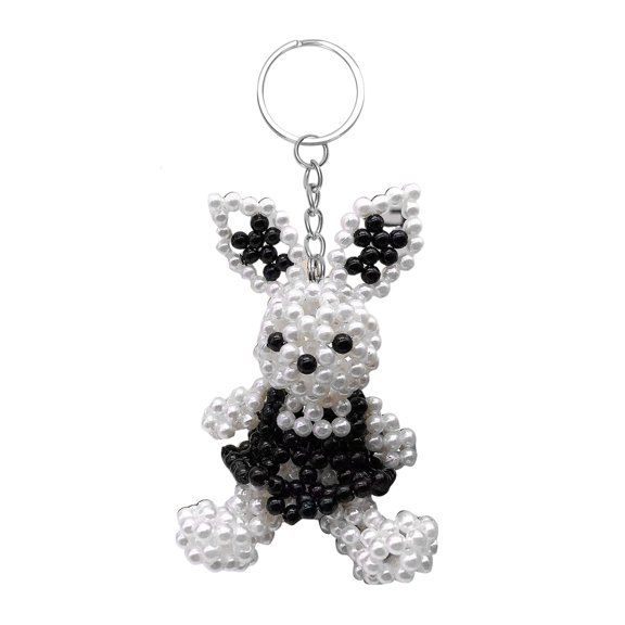 Joernso Faux Pearl Bear Rabbit Keychain Pendant Handmade Braided Lightweight Charm Key Chain Backpack Bag Accessory