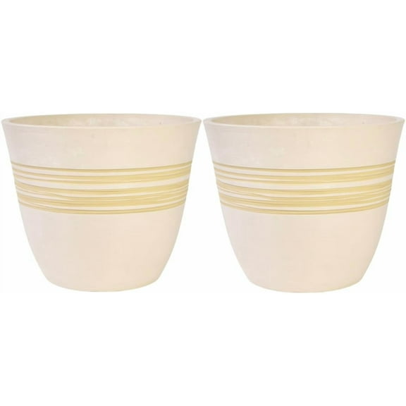 GreenShip 2 Pack 14 inch Plant Pots for Indoor Plant, Decorative Planters for Indoor Outdoor Use, Modern Flower Pots with Drainage Hole