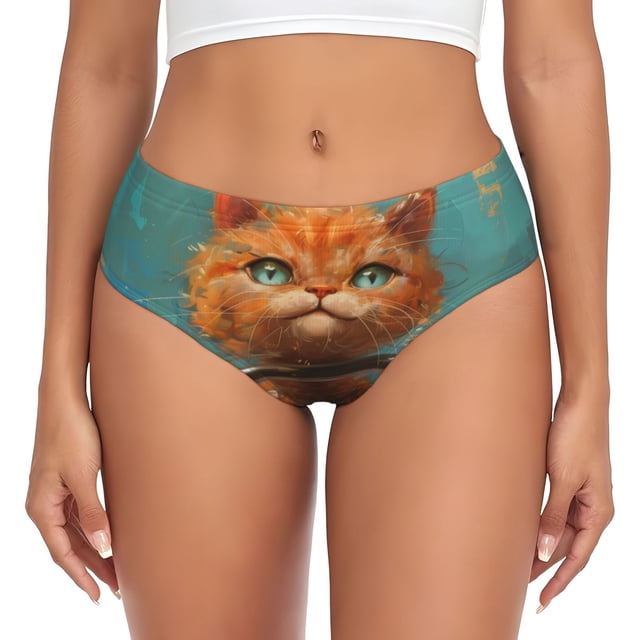 Balery Strong Kitten Lifting Weights Ropa Interior de Algodón para Mujer con Dibujo – Braguitas Cómodas y Elásticas, Estilo Clásico-4X-Large