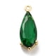 thumbnail image 1 of Brass Pave Cubic Zirconia Pendants Teardrop Real 14K Gold Plated Green 19.5x7.5x5.5mm Hole: 1.2mm, 1 of 3