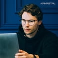 thumbnail image 3 of KANASTAL Anti Blue Light Glasses Men Metal Half Rim Computer Reading Gaming Glasses Blue Light Blocking Anti Fatigue for Digital Screen Black Frame, 3 of 5