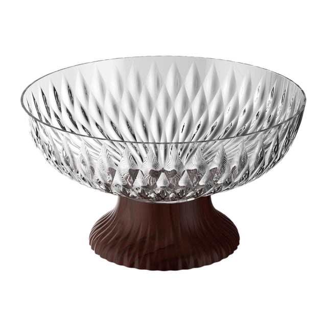 DimyFew Pedestal Fruit Bowl Decorative Pedestal Bowl Dessert Display Stand Kitchen Fruit Basket PET Material with Raised Base Drain Holes Suitable for Dining Transparent