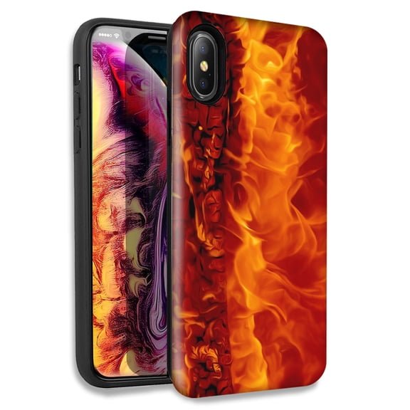 Mundaze Fire Double Layer Hybrid Case Cover For Apple iPhone XR