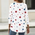 thumbnail image 6 of Women's 250th Anniversary USA Shirt Patriotic American Flag Print V-Neck Button 3/4 Sleeve T-Shirt, 6 of 6
