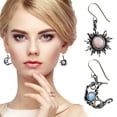 thumbnail image 2 of Pendientes Estilo Sol Sol Luna Boho Pendientes Retro Luna Luna Piedra Pendientes asimétricos, 2 of 8
